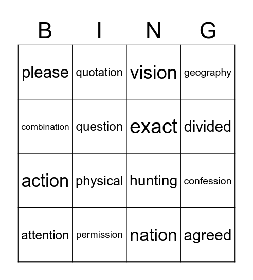 WEEK 9 SPELLING Bingo Card