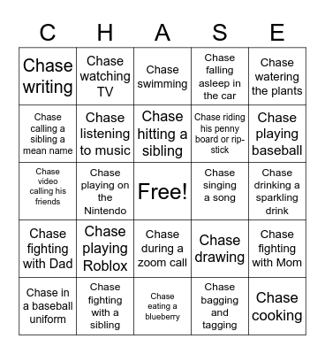 CHASE BINGO Card
