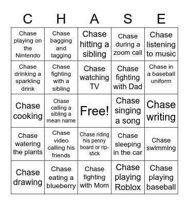 CHASE BINGO Card