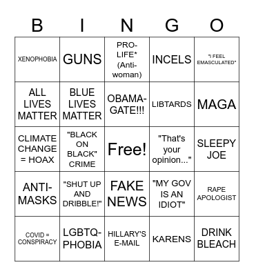 Right-Wing-Ding Bingo Card