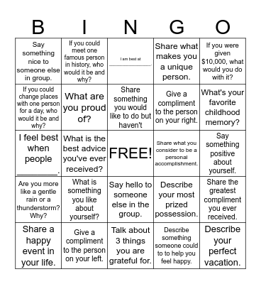 Social Bingo Card