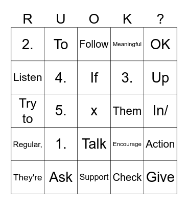 RUOK Bingo Card