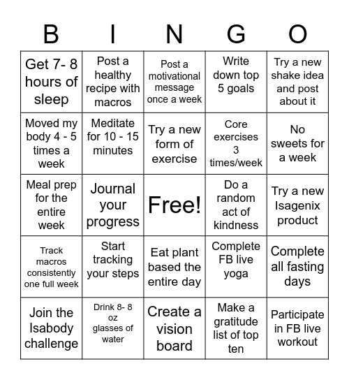 Fasting 48 Level Up - Challenge Yourself Bingo Card