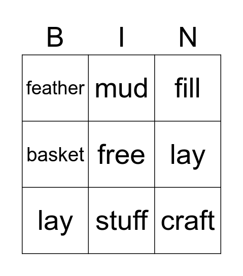 "Birds" Bingo Card