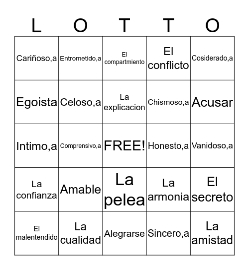 Realidades 3 Cap.4#1 Bingo Card