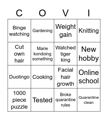 Corona Cards Bingo Card