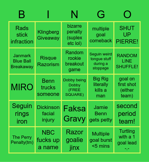 DALLAS STARS BINGO Card