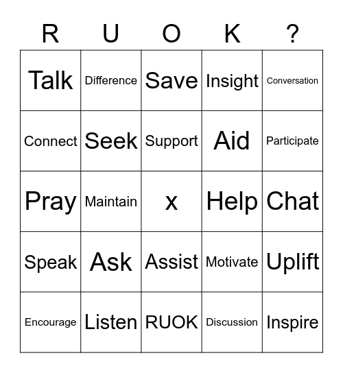 RUOK Bingo #2 Bingo Card