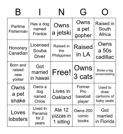 2K Mobile Bingo Card