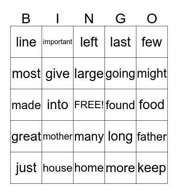 father-mother Bingo Card