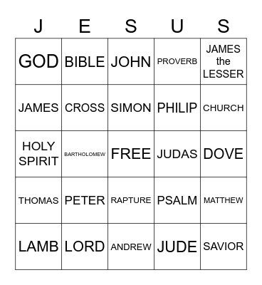 Disciple Bingo Card