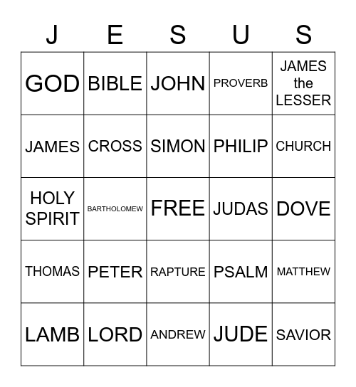 Disciple Bingo Card