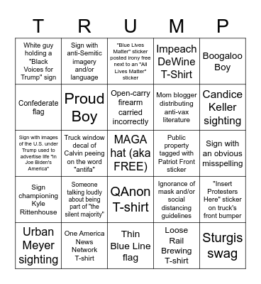 Alive's American Cruise Bingo Card