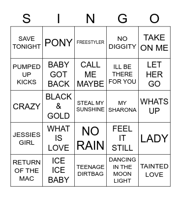 495 ONE HIT WONDERS #1 Bingo Card