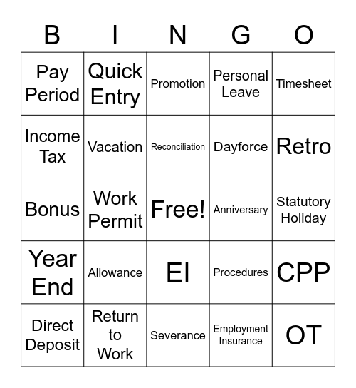 Test Bingo Card