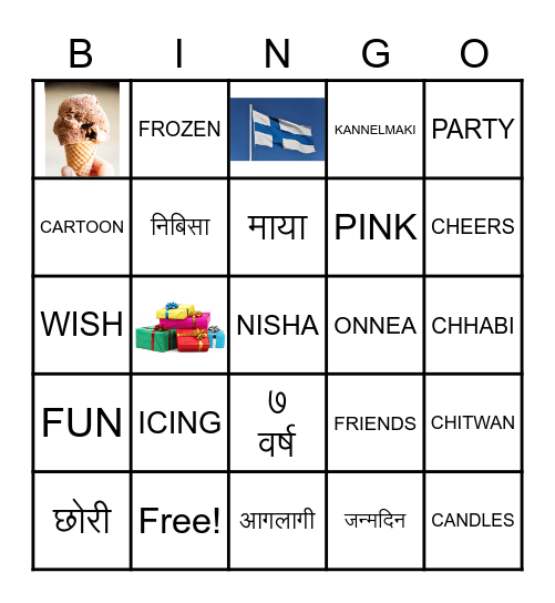 Nibisha's Birthday Bingo Card