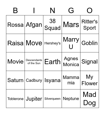 Bingonya Hyunjoo Bingo Card