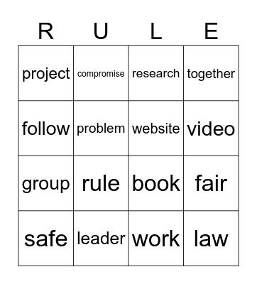 Rules and Laws Bingo Card