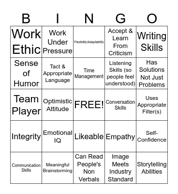 Soft Skills: Impressions Count Bingo Card