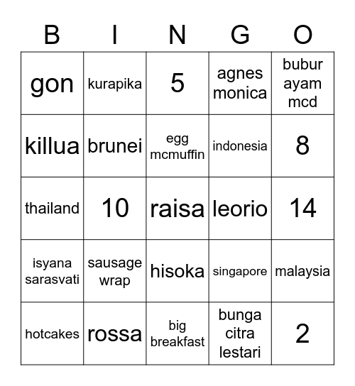 tamie's bingo! Bingo Card
