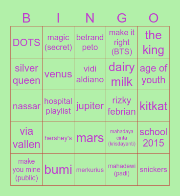 BINGO clooreo Bingo Card