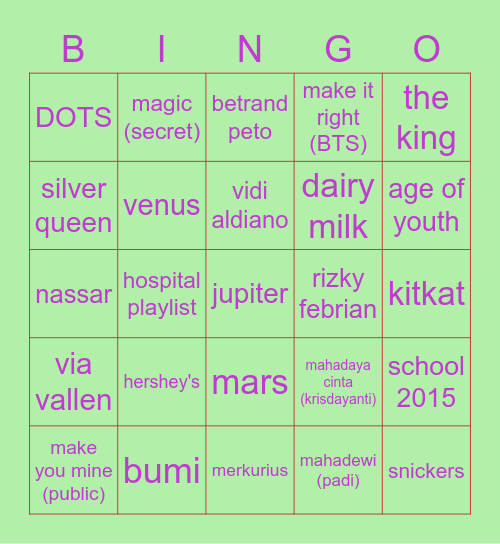 BINGO clooreo Bingo Card