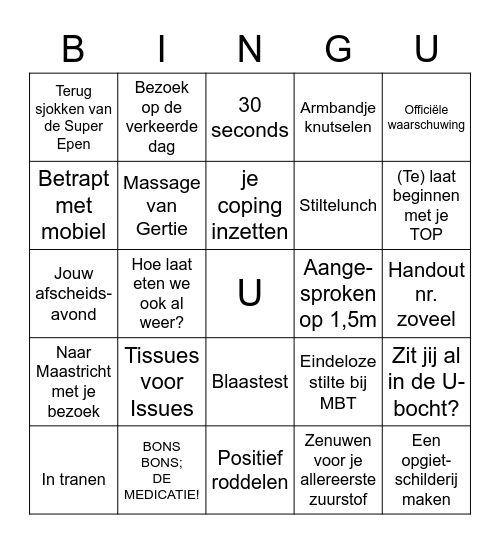 U-center BingU Bingo Card