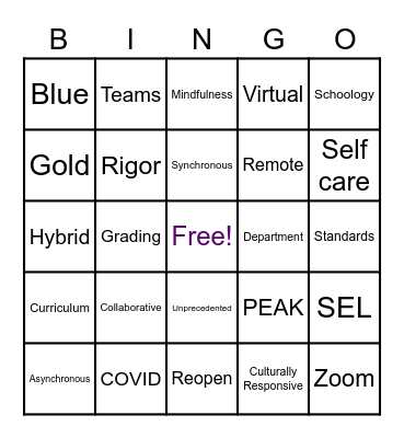 Zoom Bingo Card