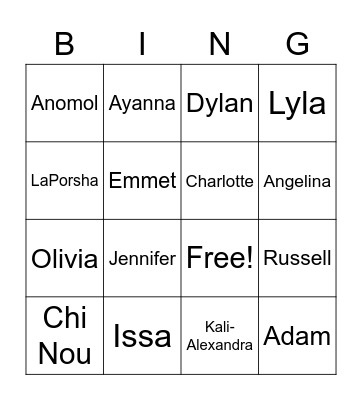 STAR Bingo Card