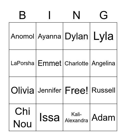 STAR Bingo Card