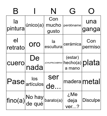 Español 2 - U3L2 Bingo Card