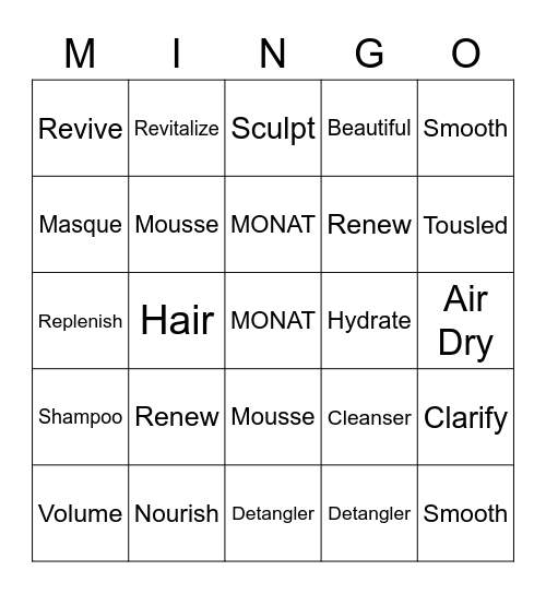 Hard Hats & Hair Spray Bingo Card