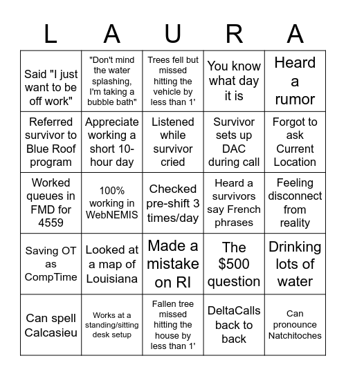 DR-4559-LA Bingo Card