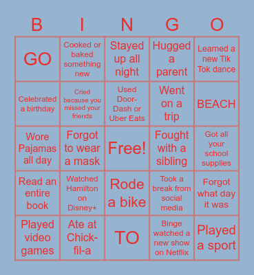 COVID BINGO Card