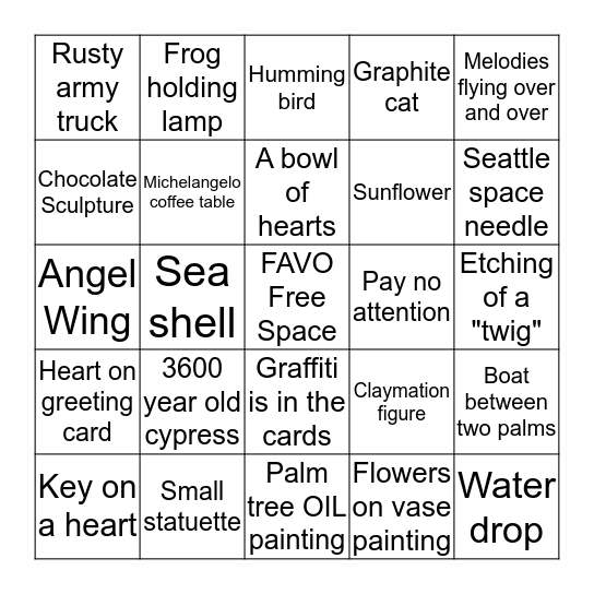 FAVO bingo Card