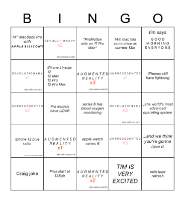 September 2020 🍎 Bingo Card