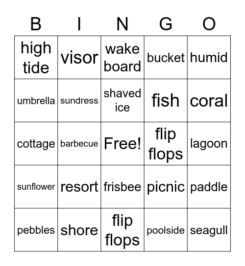 BEACH BINGO Card