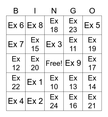 Fitness Bingo (Sample) Bingo Card