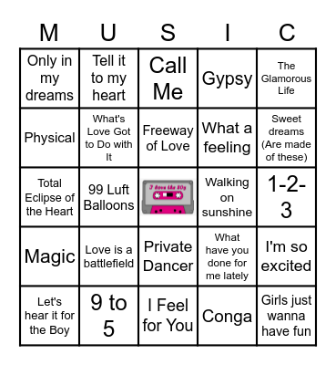 80's LADIES Bingo Card