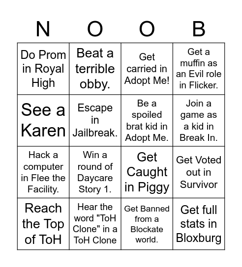 ROBLOX Bingo Bingo Card