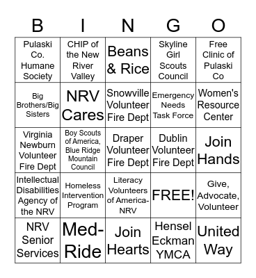United Way Bingo Card