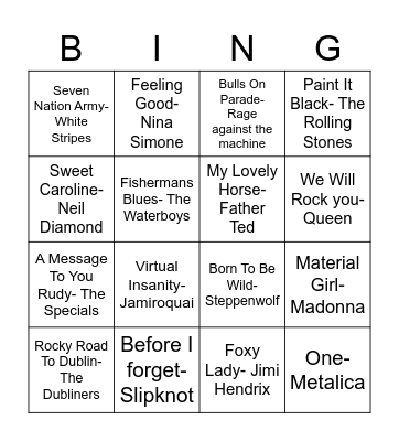 Music Bingo Card 2 Bingo Card