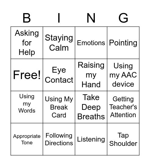 REQUESTING Bingo Card