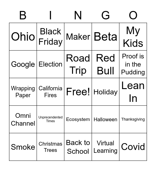 Crocker Bingo Card