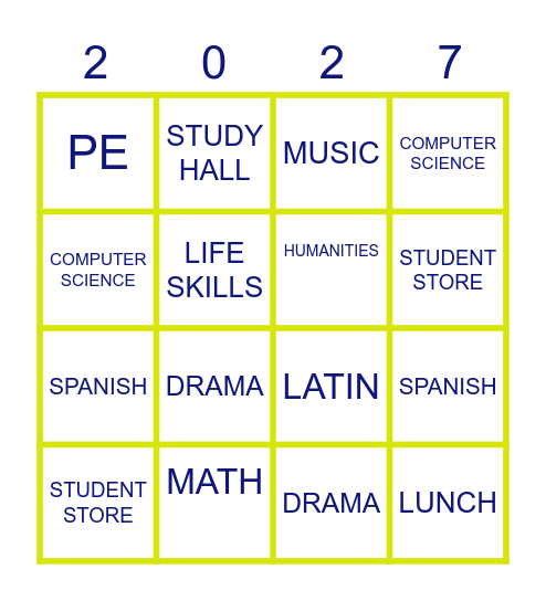 St. Mark's Class 2027! Bingo Card