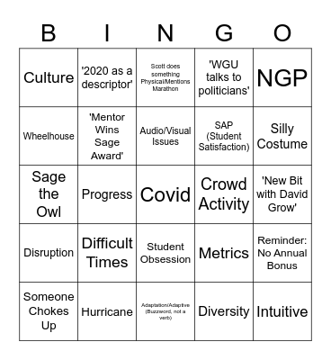 All Hands Bingo Card