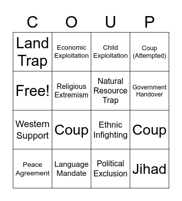 South Sudan Bingo Card
