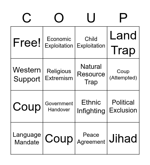 South Sudan Bingo Card