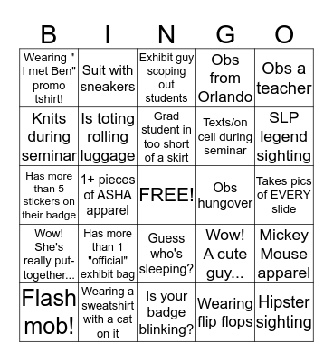 ASHA People! Bingo Card