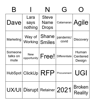 Engagement Meeting Bingo Card